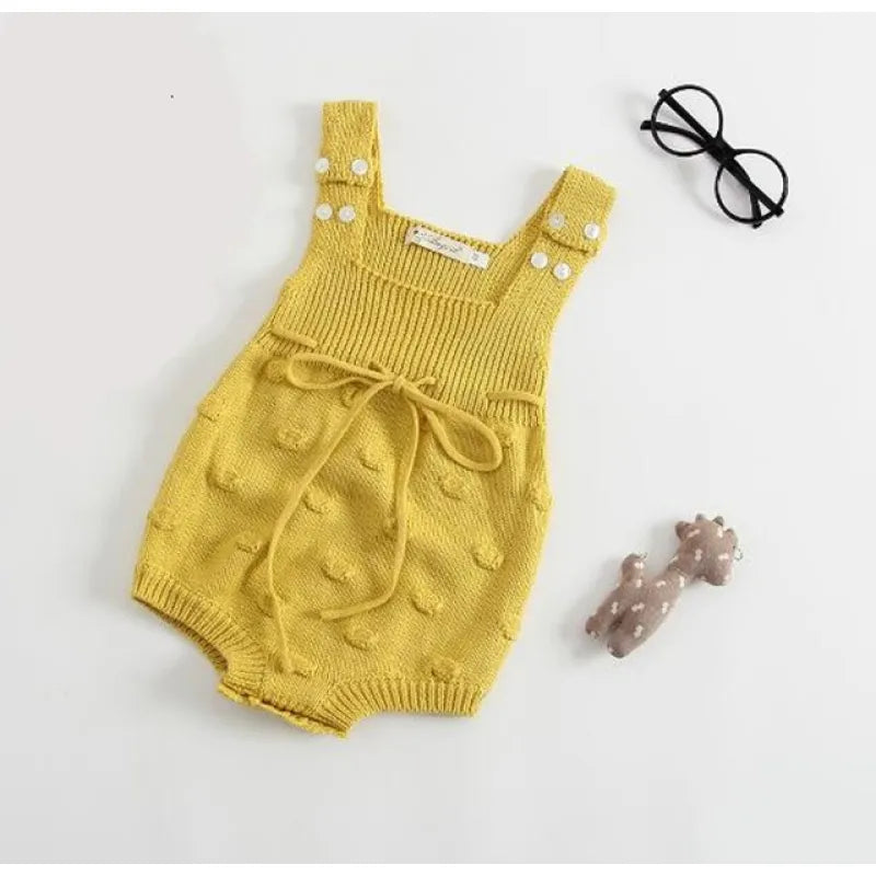 Woolen baby girls one piece romper with fungus