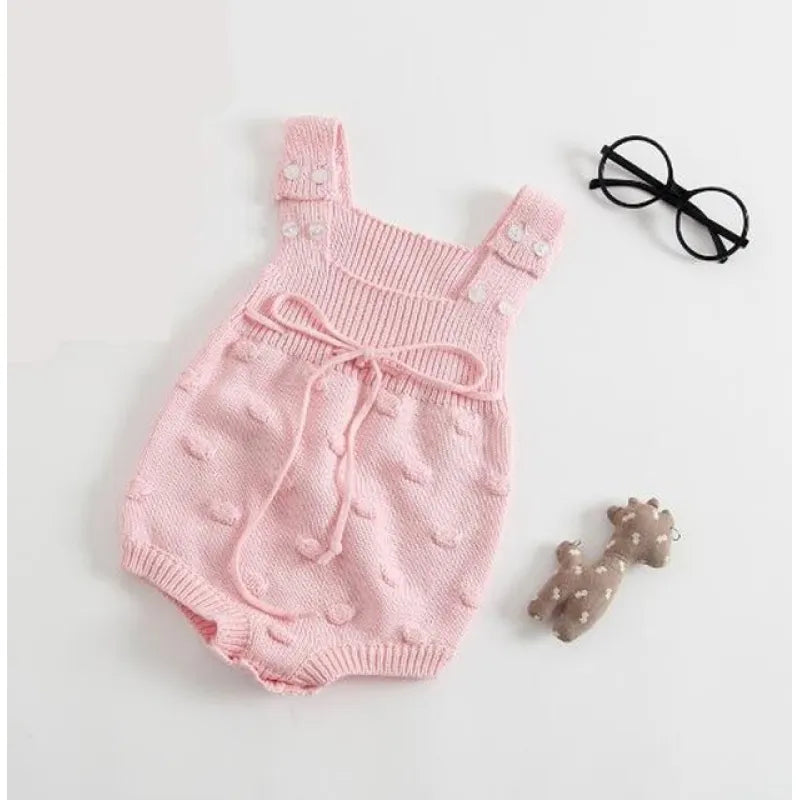 Woolen baby girls one piece romper with fungus