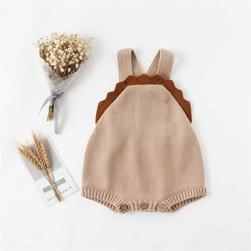 Woolen baby girls one piece romper with fungus