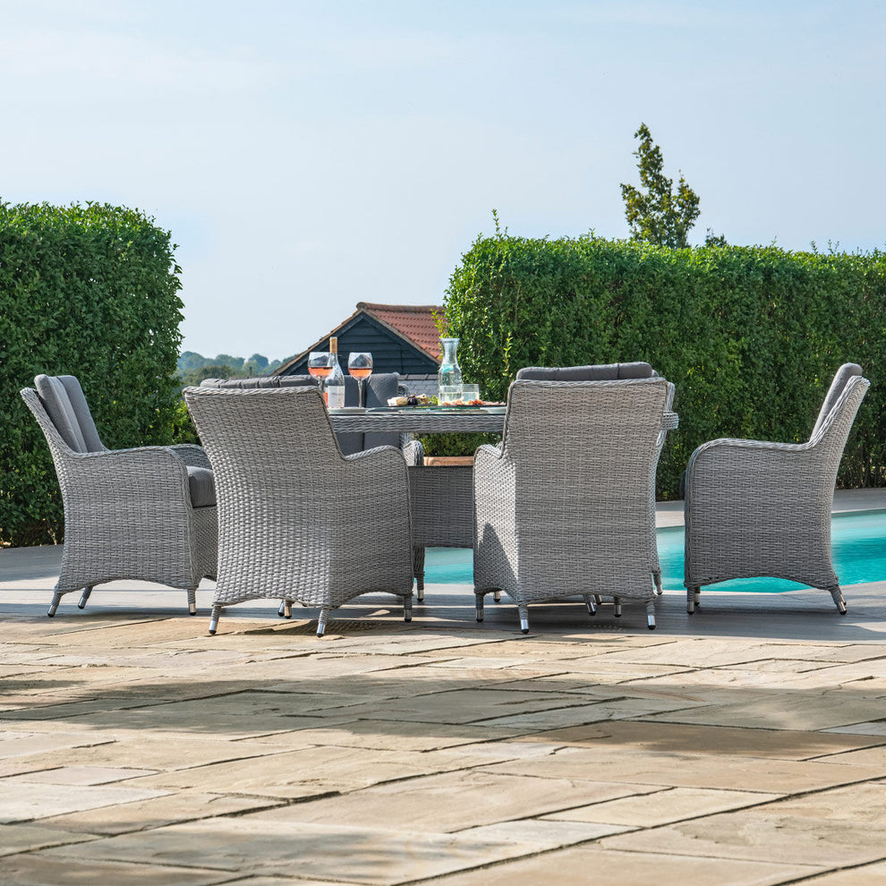 Ascot 6 Seat Oval Rattan Dining Set with Lazy Susan & Weatherproof Cushions