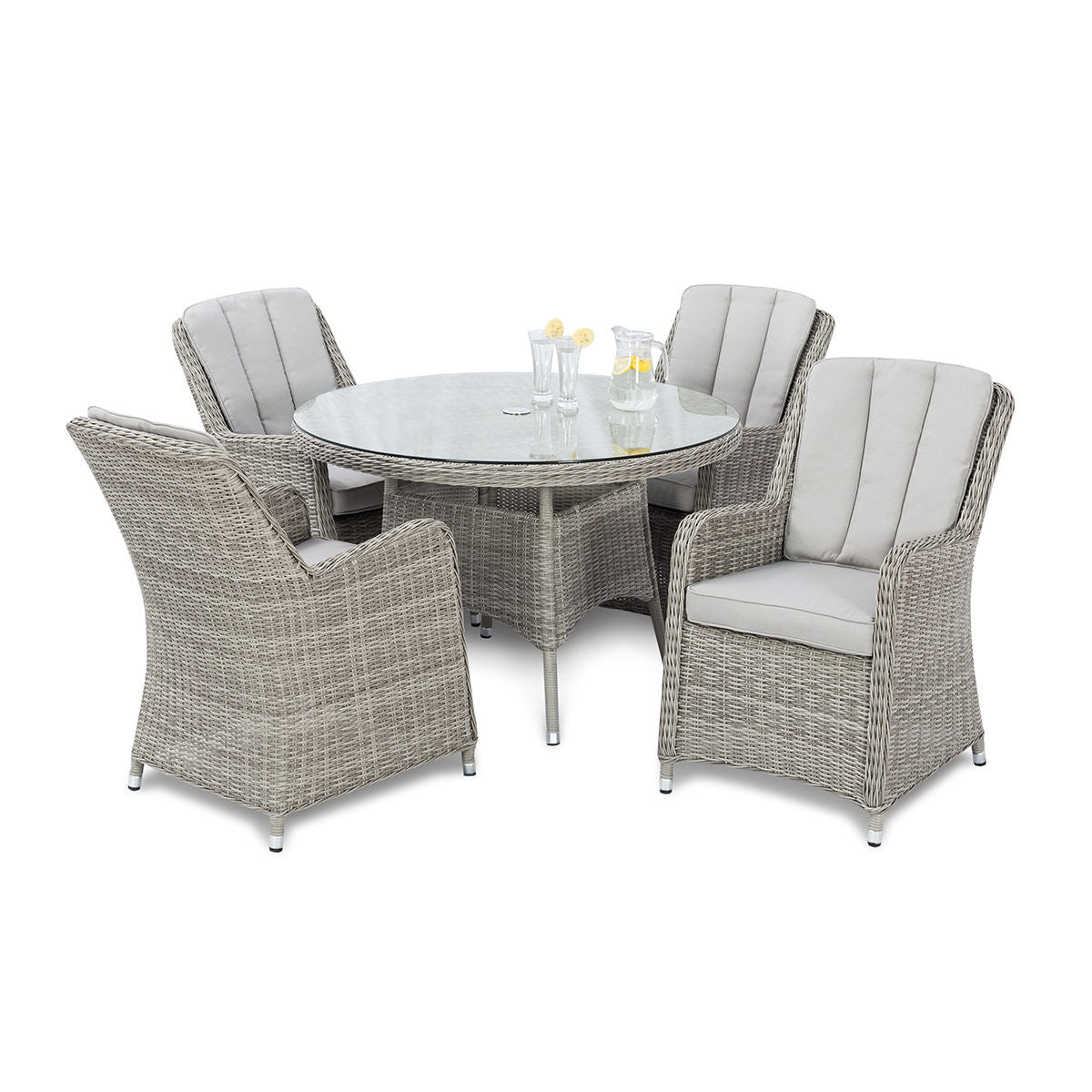 Oxford Venice 4 Seat Round Rattan Dining Set