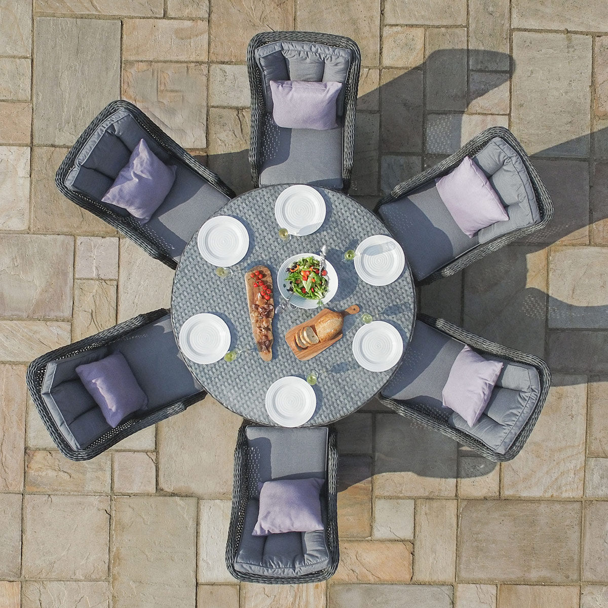 Victoria 6 Seat Round Rattan Dining Set