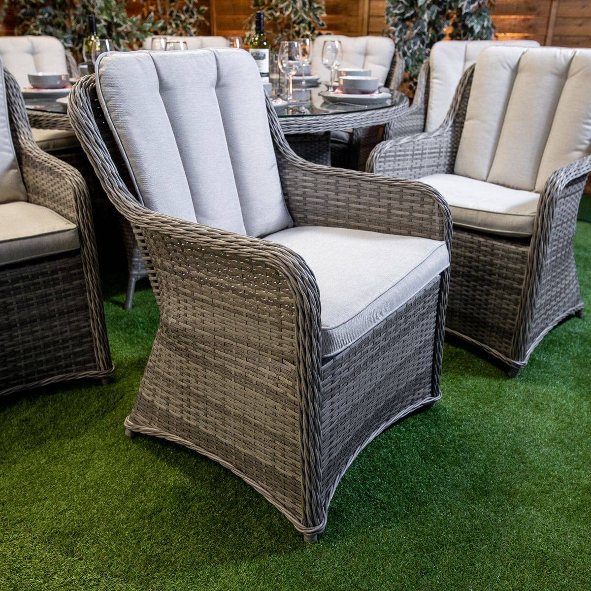Rattan Champagne Vienna 8 Seat Fire Pit With 165cm Round Table