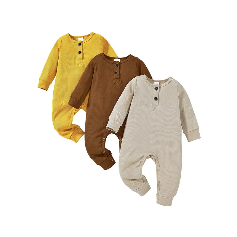 Ribbed Long Sleeve Baby Romper Set