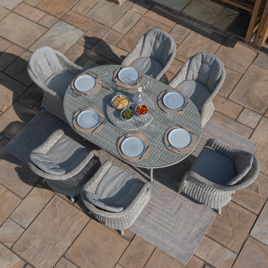 Oxford 6 Seat Oval Dining Set with Heritage Dining Chairs & Woven Lazy Susan