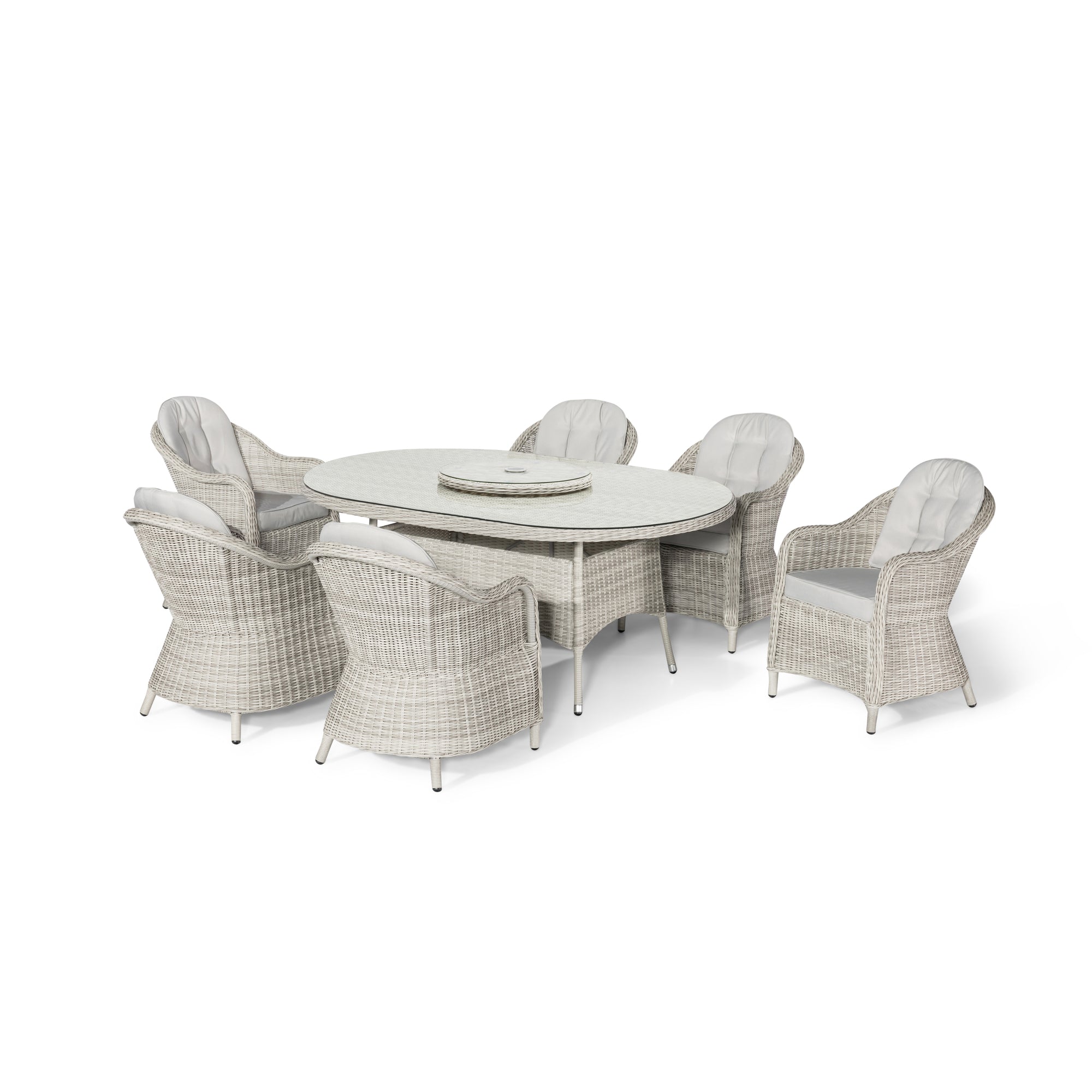 Oxford 6 Seat Oval Dining Set with Heritage Dining Chairs & Woven Lazy Susan