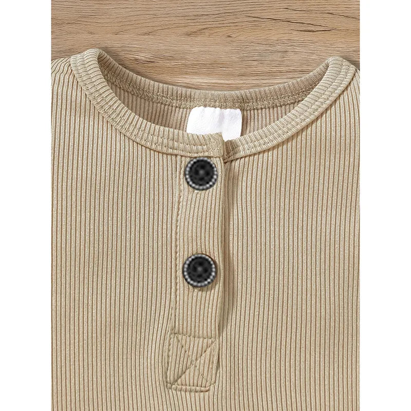 Ribbed Long Sleeve Baby Romper Set