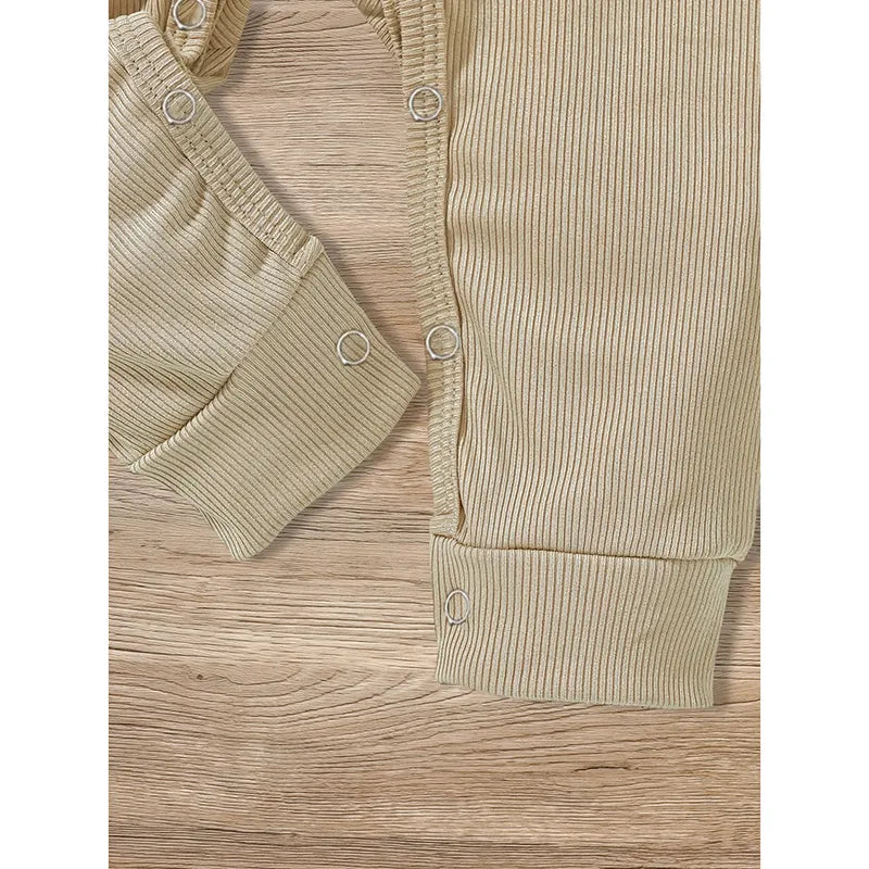 Ribbed Long Sleeve Baby Romper Set